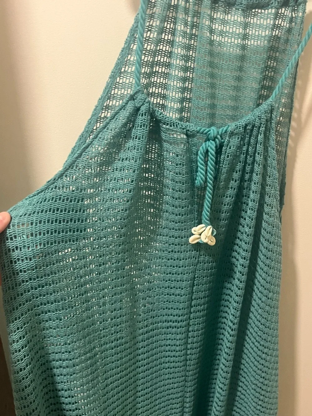 Teal knit Crochet Maxi Coverup Dress